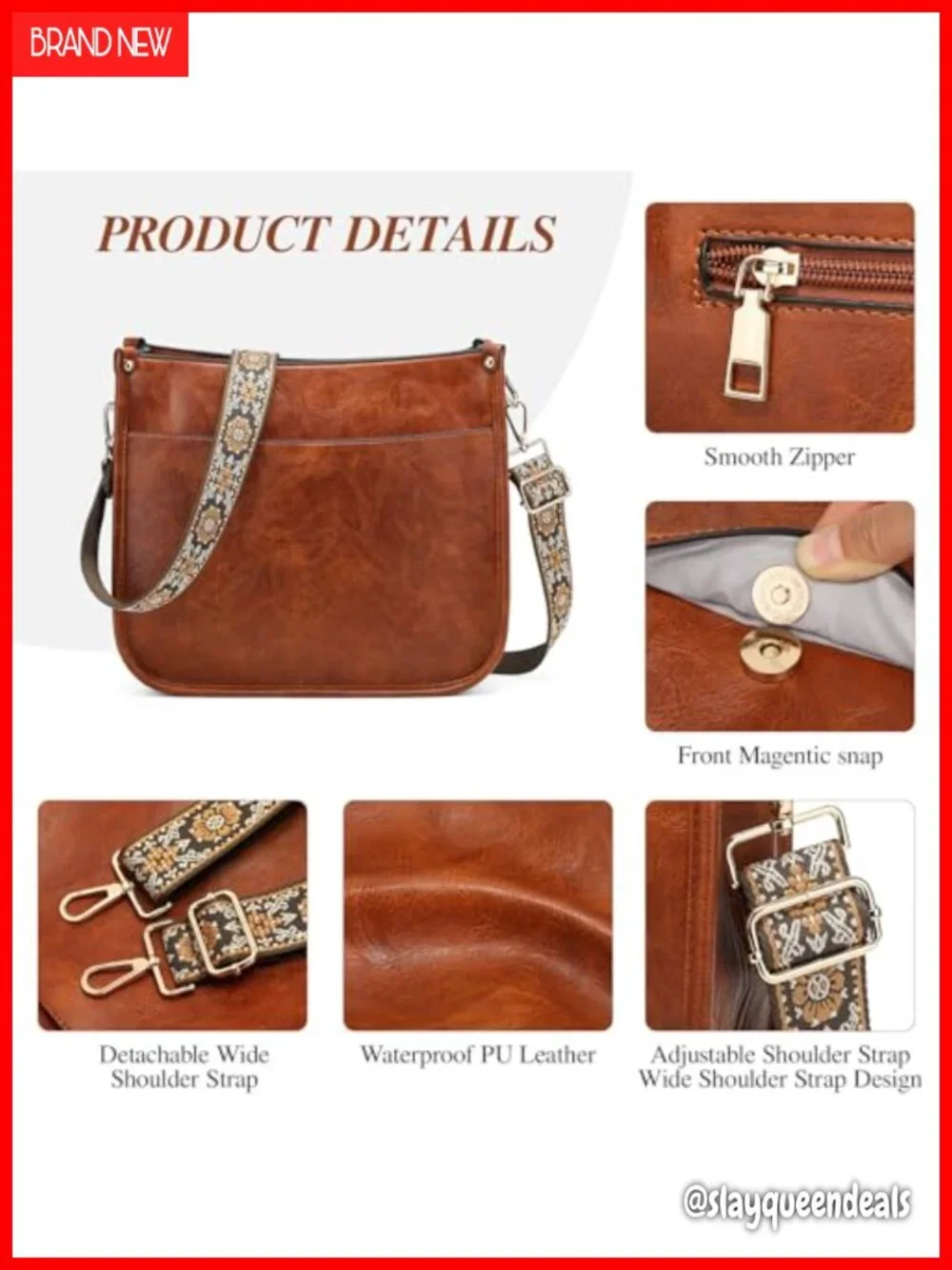 Women's Vegan Leather Hobo Crossbody Bag with Wallet Set 2PC